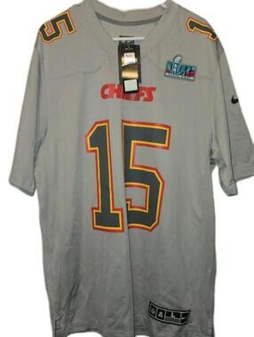 NIKE PATRICK MAHOMES GRAY KANSAS CITY CHIEFS SUPER BOWL LVII JERSEY SZ LARGE NWT